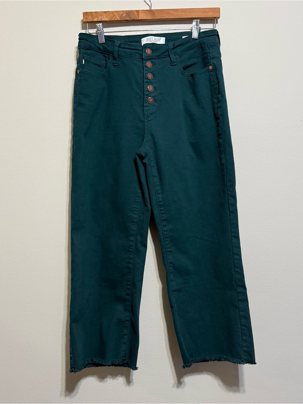 Judy Blue Teal Wide Leg Crop Button Fly Size 9/29